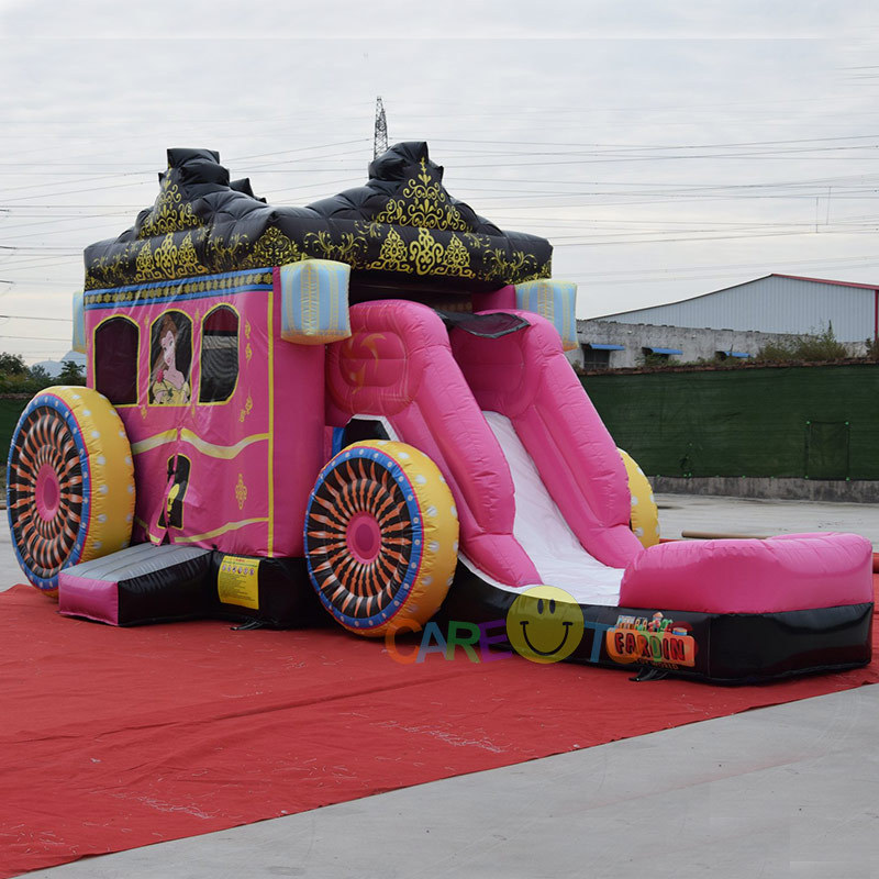 Princess Carriage Inflatable bounce house water slide combo