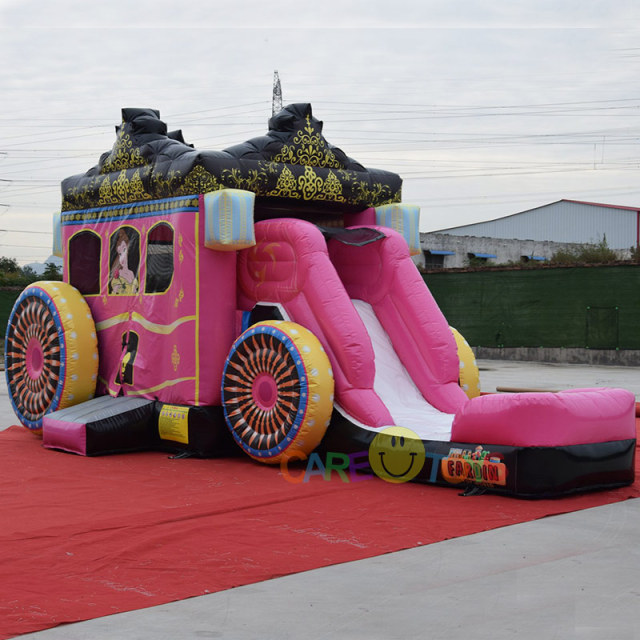 Princess Carriage Inflatable bounce house water slide combo