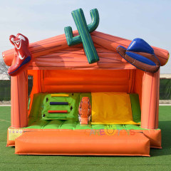 Western Cabin bounce house with slide