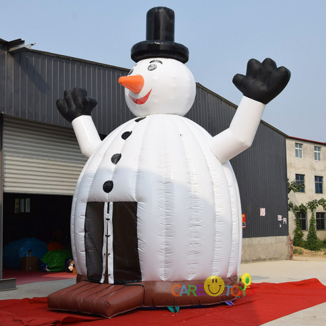 Giant 3D inflatable snowman bouncy castle