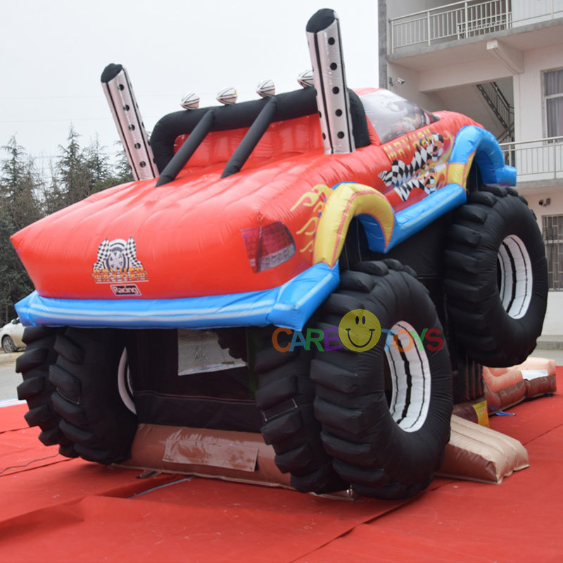 Monster Truck Inflatable Bounce House with slide