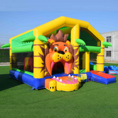 Lion Bouncy castle slide combo with roof