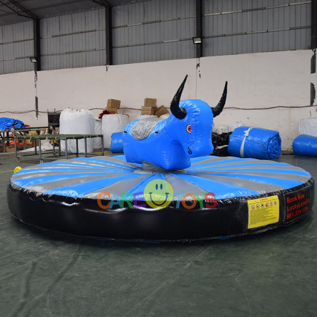 Pull down inflatable riding bull