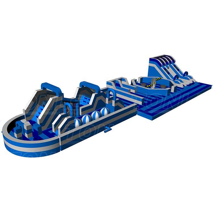 custom blue white theme inflatable indoor park