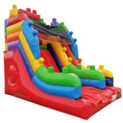 mini kids backyard building block party inflatable slide