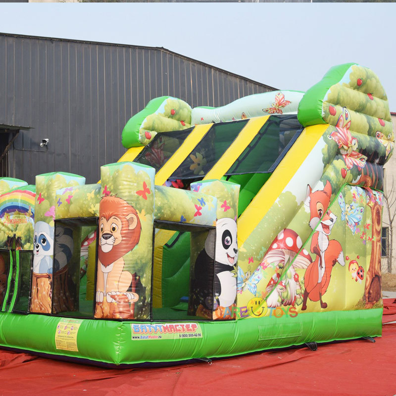 Jungle animal zoo inflatable slide
