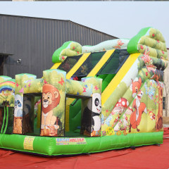 Jungle animal zoo inflatable slide