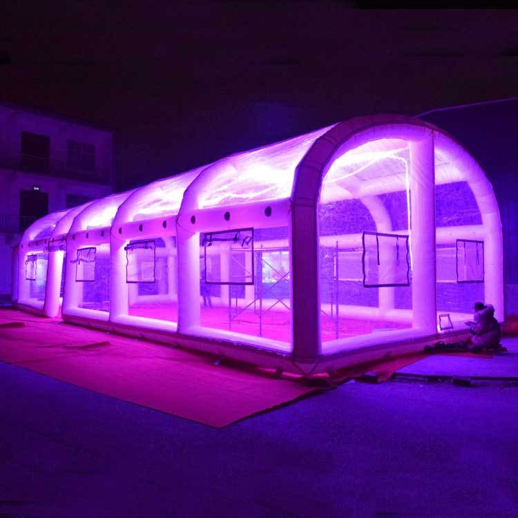 transparent inflatable pool cover tent with LED light