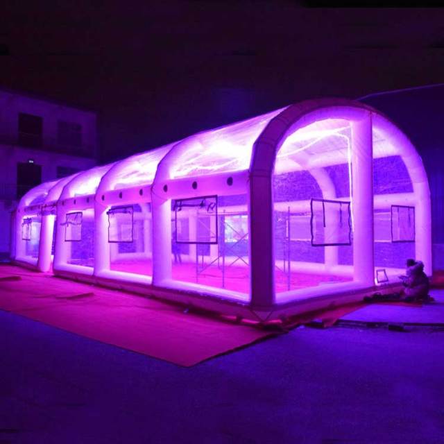 transparent inflatable pool cover tent with LED light