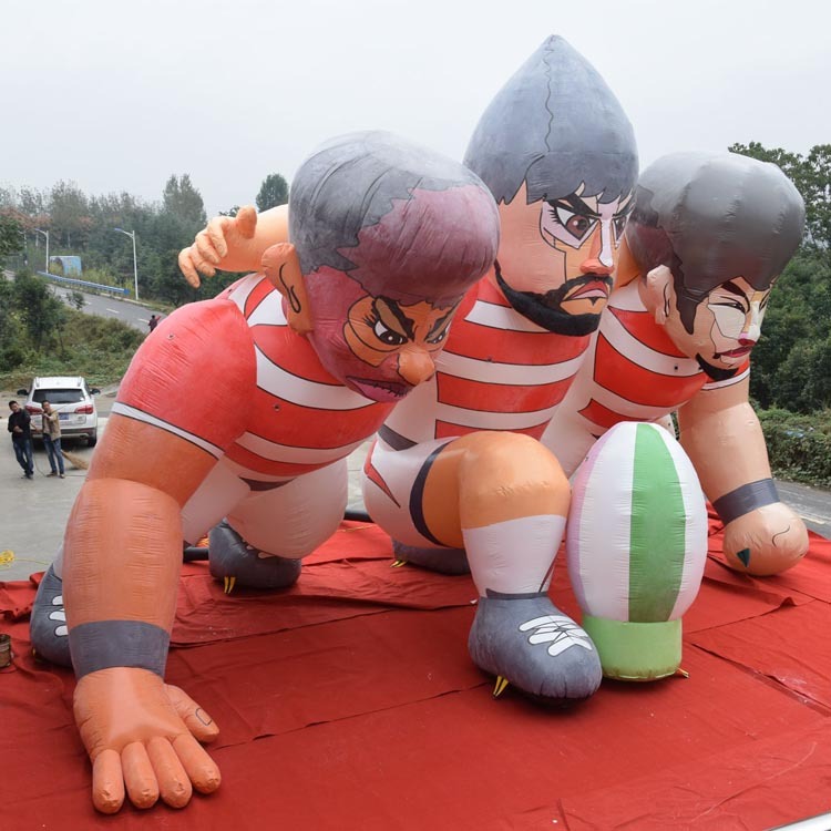 Giant inflatable rugby player balloon