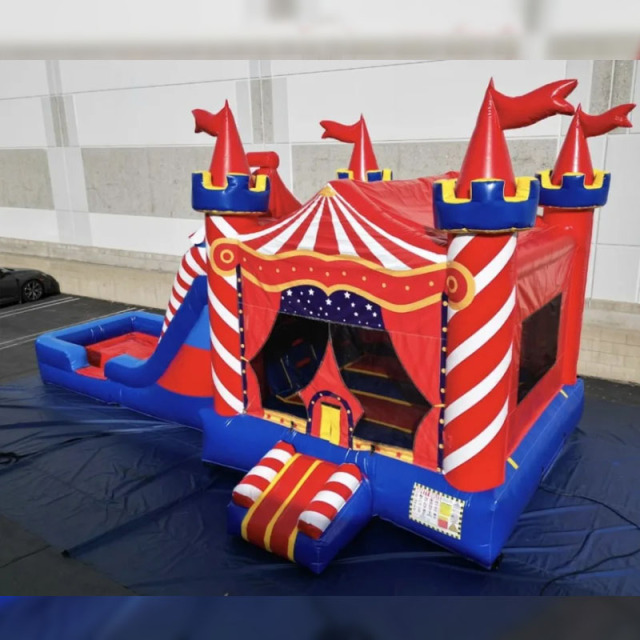 circus dual lane water slide bouncing castle