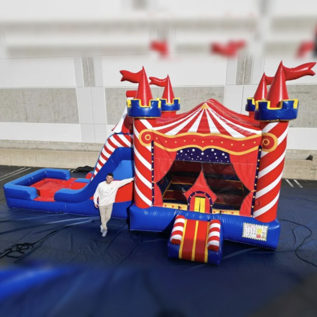 circus dual lane water slide bouncing castle