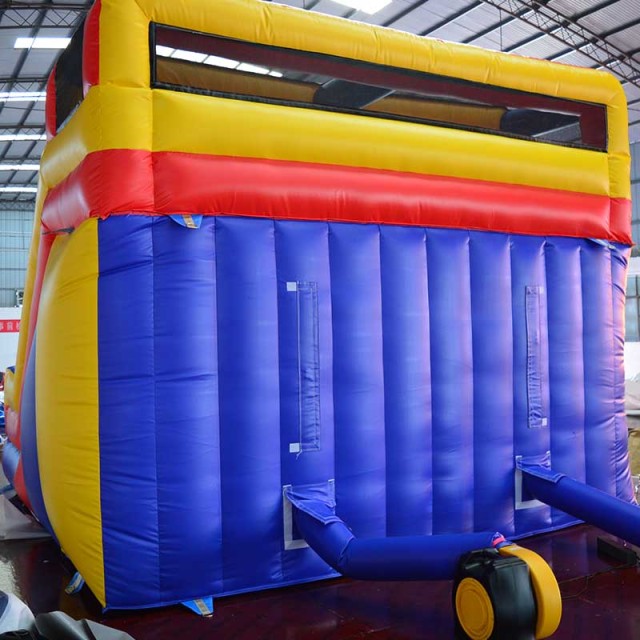 kids mini backyard dual lane inflatable slide classic red yellow blue blow up slide