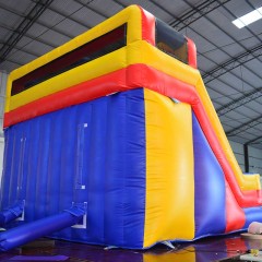 kids mini backyard dual lane inflatable slide classic red yellow blue blow up slide