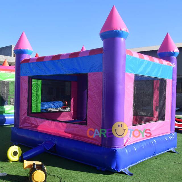 Pink Purple Castle with flower Bouncy house for girls