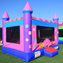 Pink Purple Castle with flower Bouncy house for girls