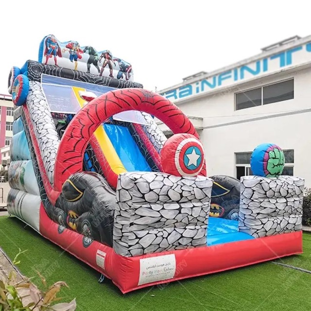 Superhero theme inflatable slide avenger blow up slide