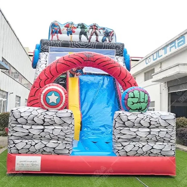 Superhero theme inflatable slide avenger blow up slide
