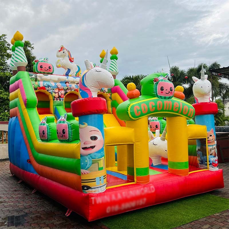 Cocomelon Theme Large Bouncy Castle Slide Inflatable Playground