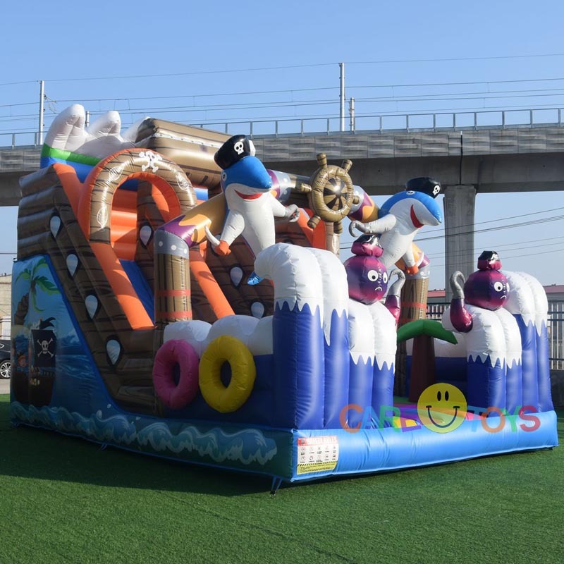 dual lane pirate bouncy slide