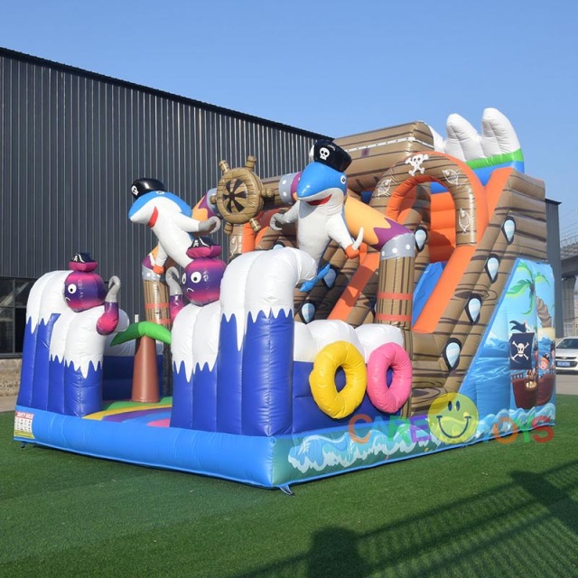 dual lane pirate bouncy slide
