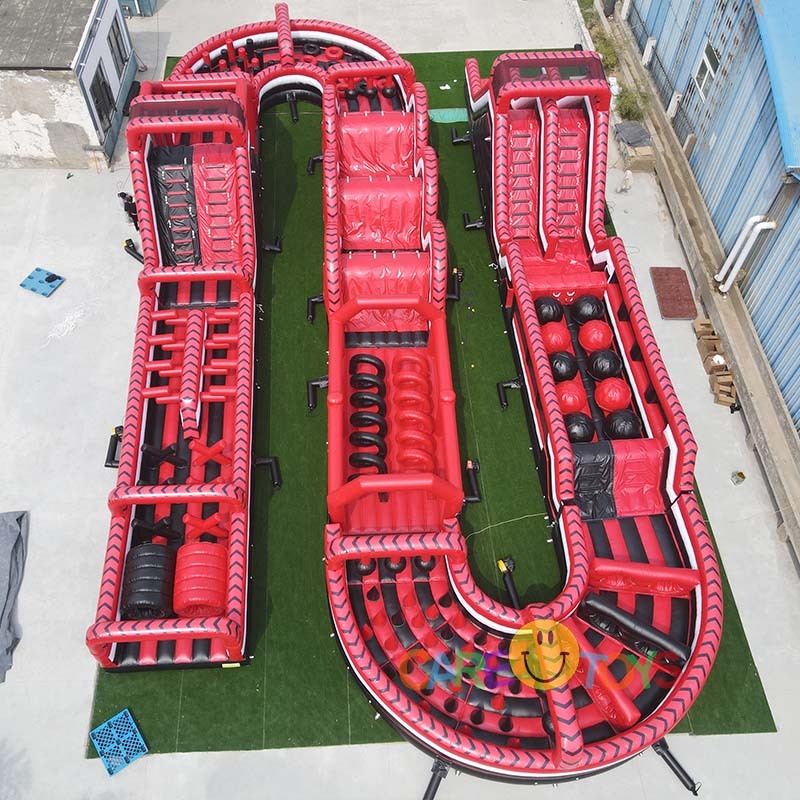 customized red/black giant obstacle course for adults