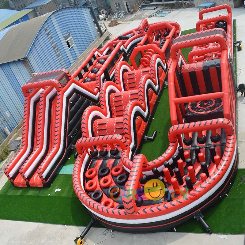 customized red/black giant obstacle course for adults
