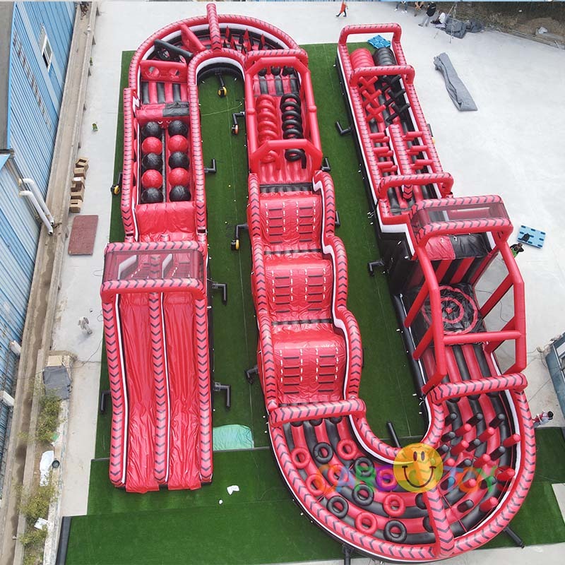 customized red/black giant obstacle course for adults