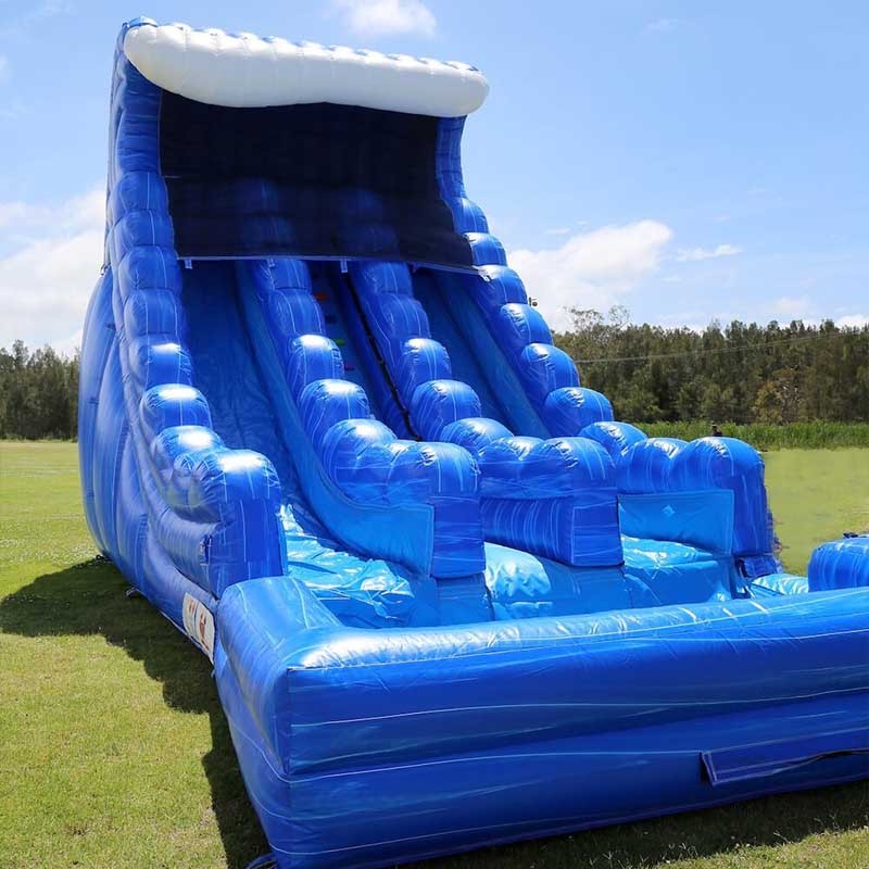 20ft dual lane blue wave water slide