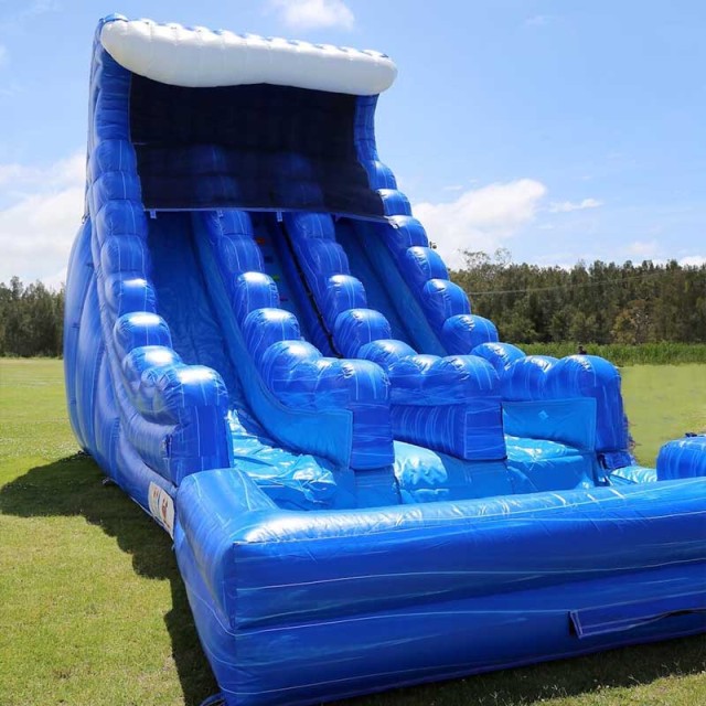 20ft dual lane blue wave water slide