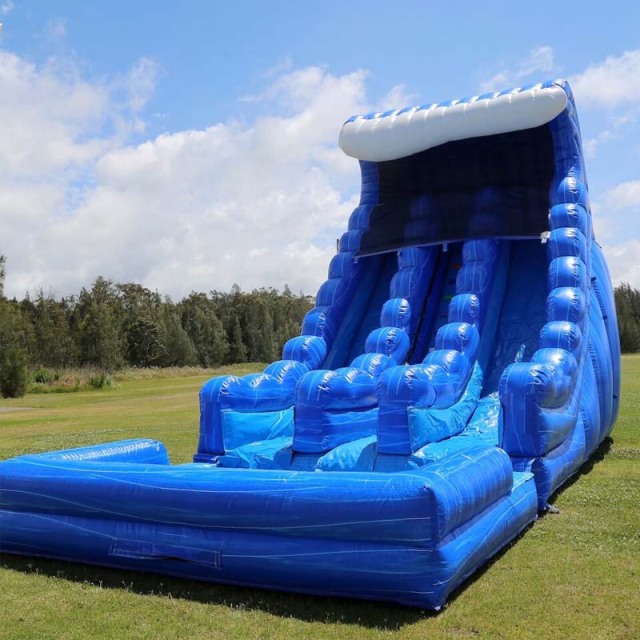 20ft dual lane blue wave water slide