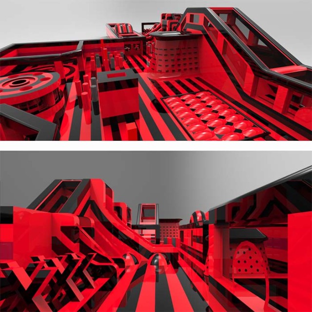 Custom Red Black Indoor Park