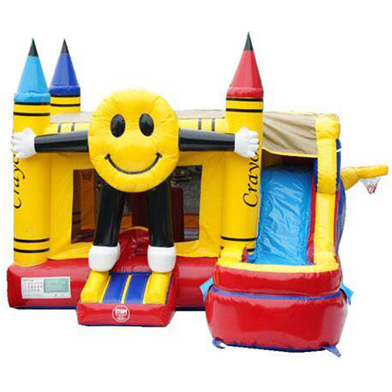 Happy Face Emoji Crayon jumping castle with slide