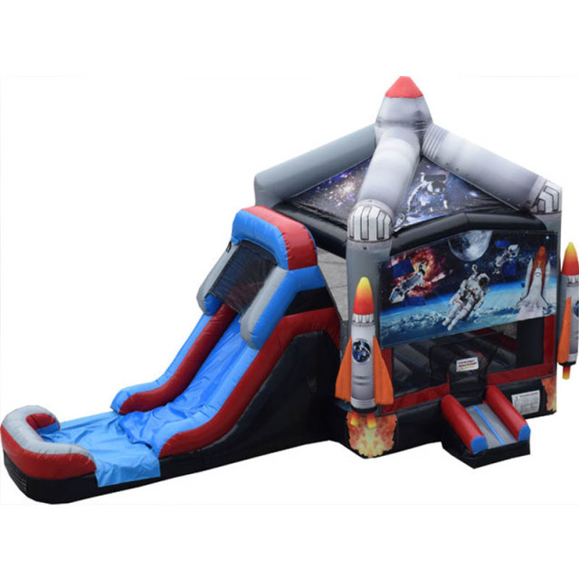 Space Rocket Jumper w/ Single Lane Waterslide