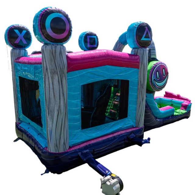 3D Gamepad & Headset Bounce House Slide Combo