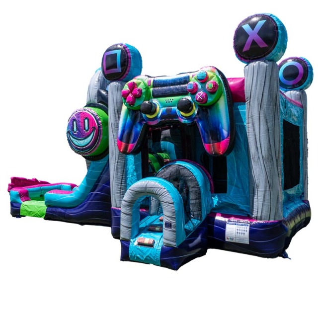 3D Gamepad & Headset Bounce House Slide Combo