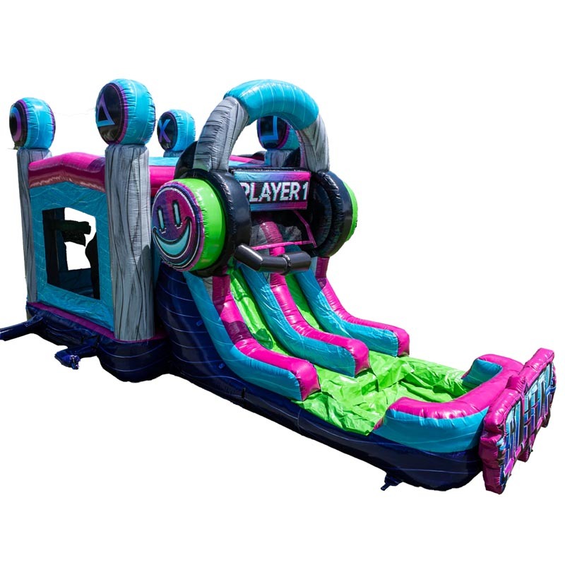 3D Gamepad & Headset Bounce House Slide Combo