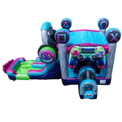 3D Gamepad & Headset Bounce House Slide Combo