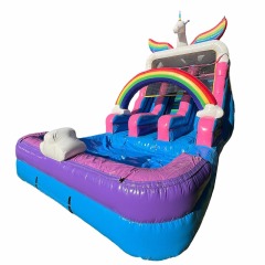 16ft Rainbow Unicorn Dual Lane Water Slide