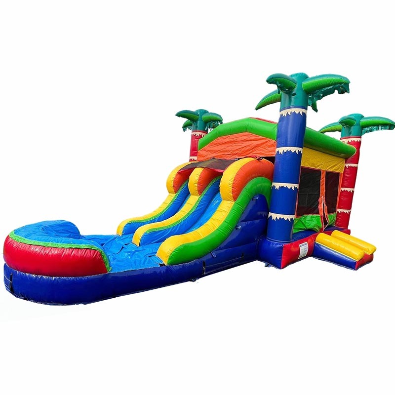 Tropical Bounce House With Dual Lane Water Slide Combo