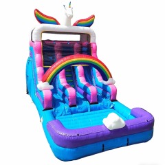 16ft Rainbow Unicorn Dual Lane Water Slide