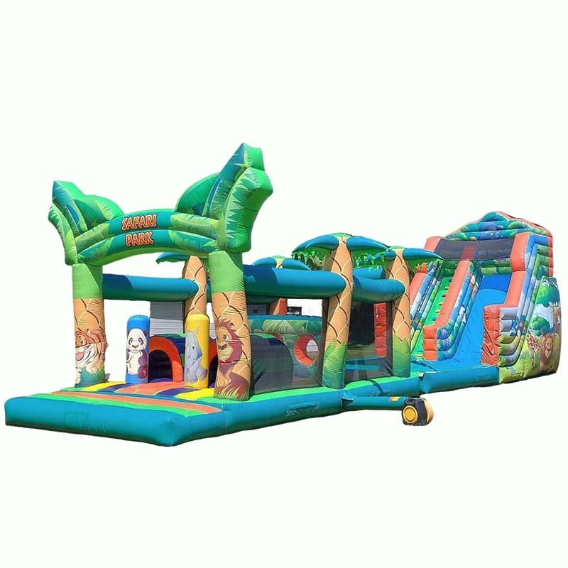 Safari Park Jungle Animal Inflatable Water Slide Obstacle Course
