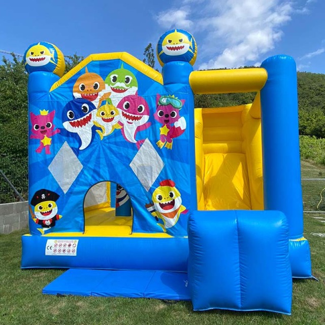 Mini Baby Shark Inflatable Moonwalk Combo