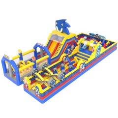 Giant Sonic Themed Inflatable Fun Run Obstacle Course For Amusement Park