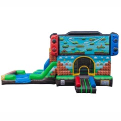Video Game Bounce House with Dual Lane Water Slide