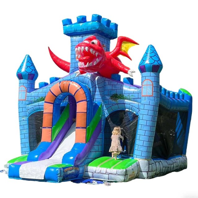 Dragon & Medieval Castle Inflatable Bounce House with Slide