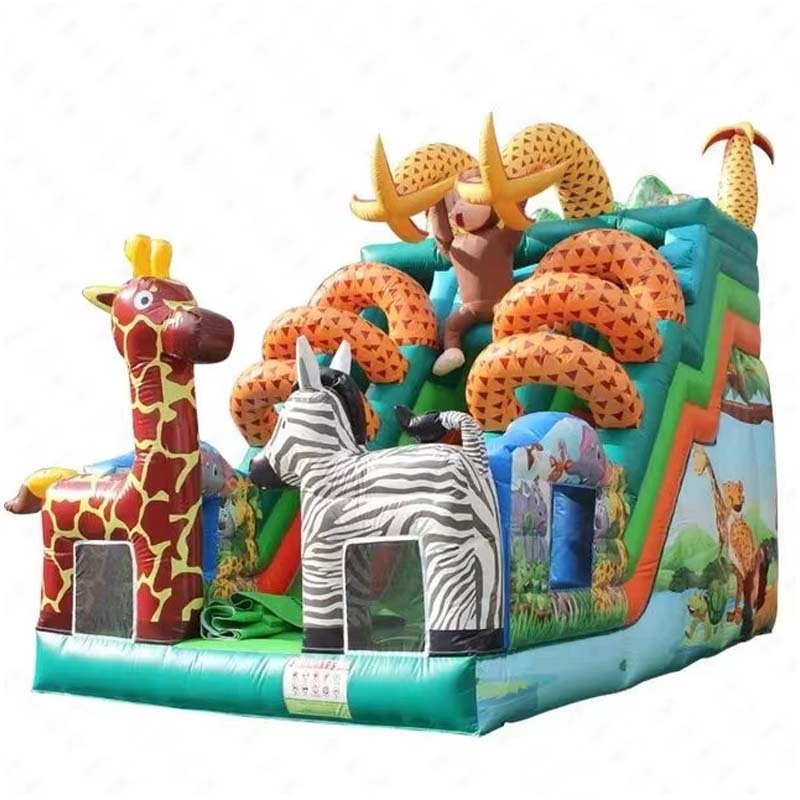 Jungle Giraffes and Zebras Inflatable Slide