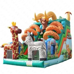 Jungle Giraffes and Zebras Inflatable Slide
