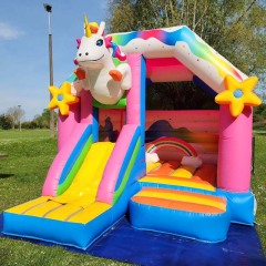Rainbow Unicorn Bouncy Castle with Front Slide