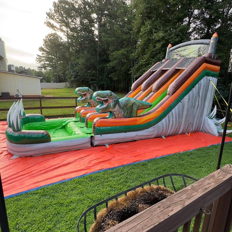 T-Rex Jurassic Dinosaur Double Lane Water Slide